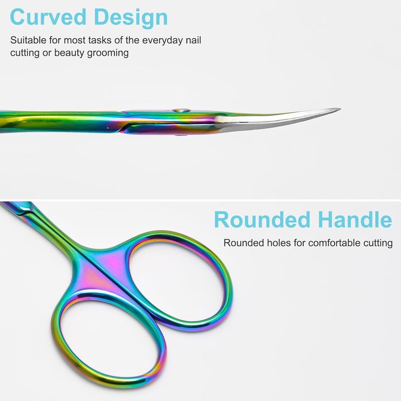CGBE Manicure Scissors, Extra Fine Eyebrow Scissors for Grooming, Curved Blade Nail Scissors Precise Pointed Tip Grooming Kit for Eyebrow, Eyelash, Trim Nail and Dry Skin, Colorful - Image 3